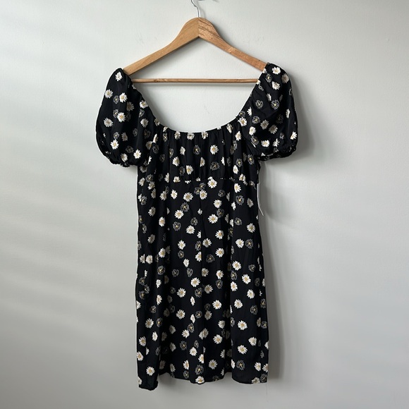 NWT BP Babydoll Mini Dress Puff Sleeve Sunflower 90's S - Picture 6 of 7